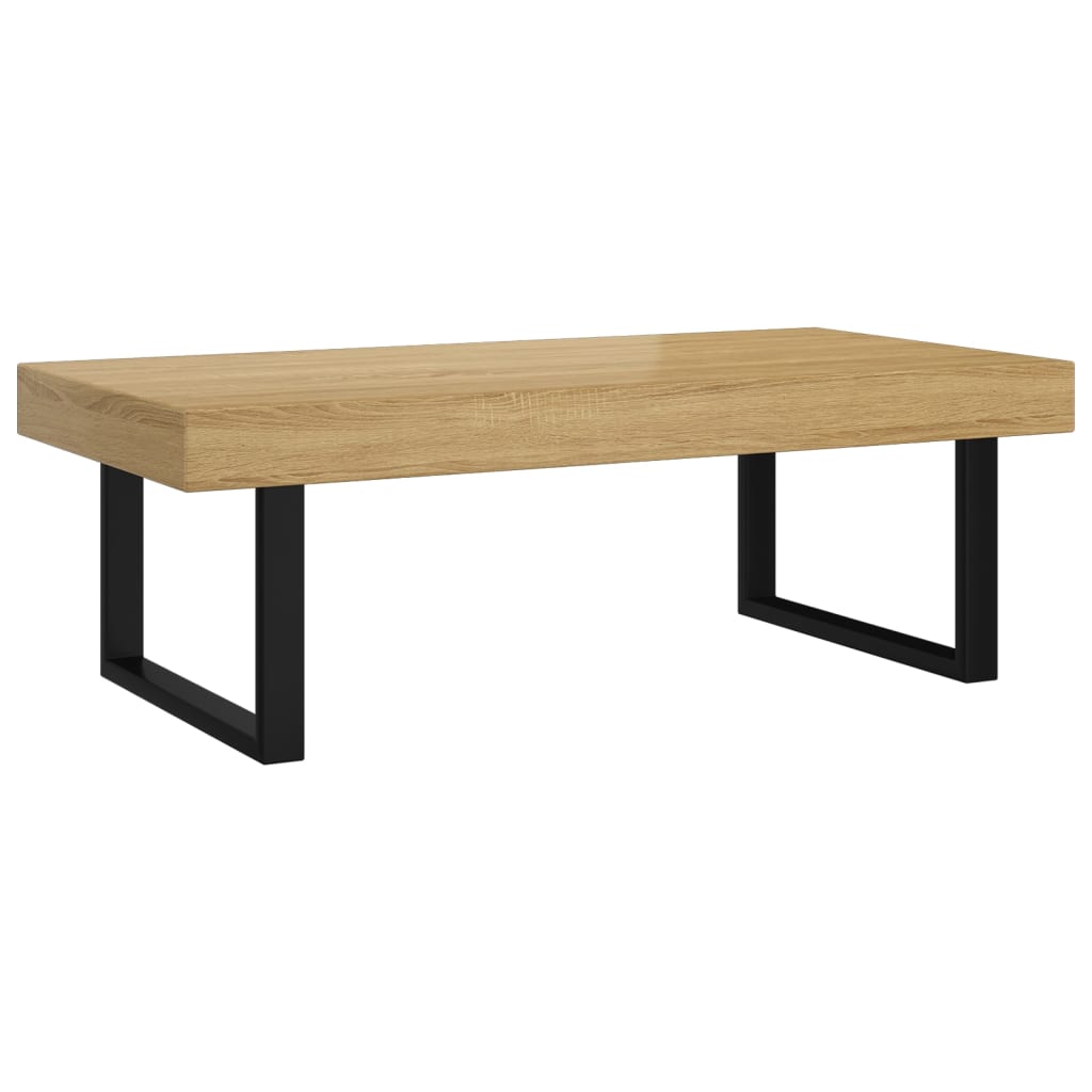 Table basse Marron clair et noir 120x60x40 cm MDF et fer