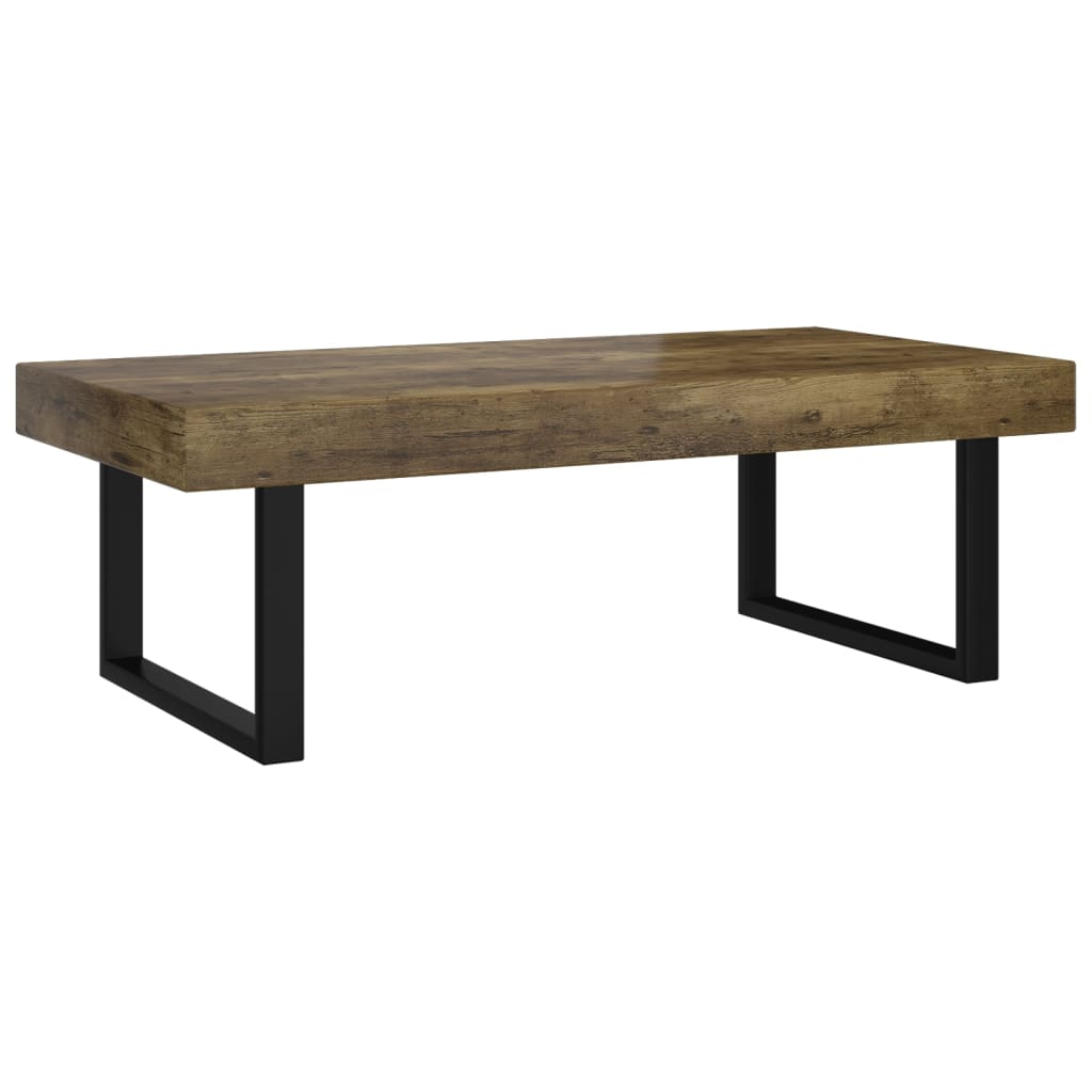 Table basse Marron foncé et noir 120x60x40 cm MDF et fer