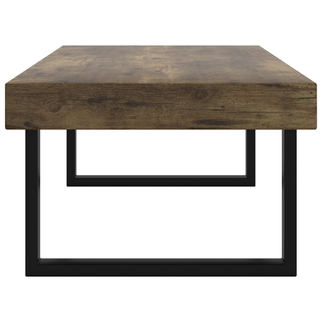 Table basse Marron foncé et noir 120x60x40 cm MDF et fer