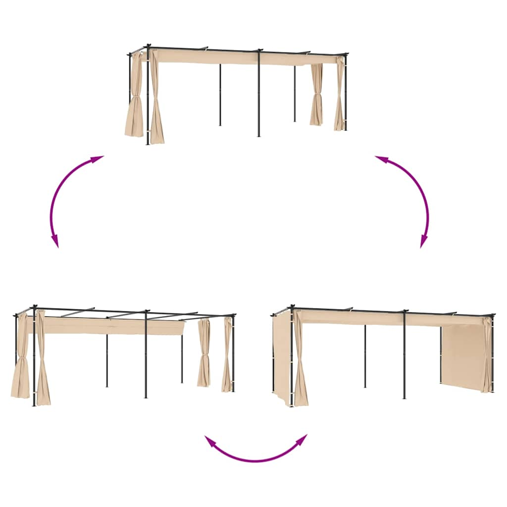 Tonnelle avec rideaux 3x6 m Crème Acier