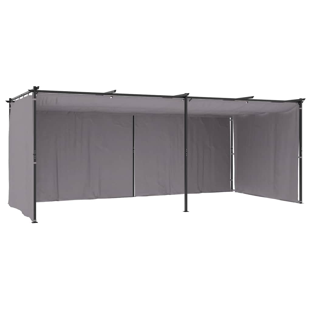 Tonnelle avec rideaux 3x6 m Anthracite Acier