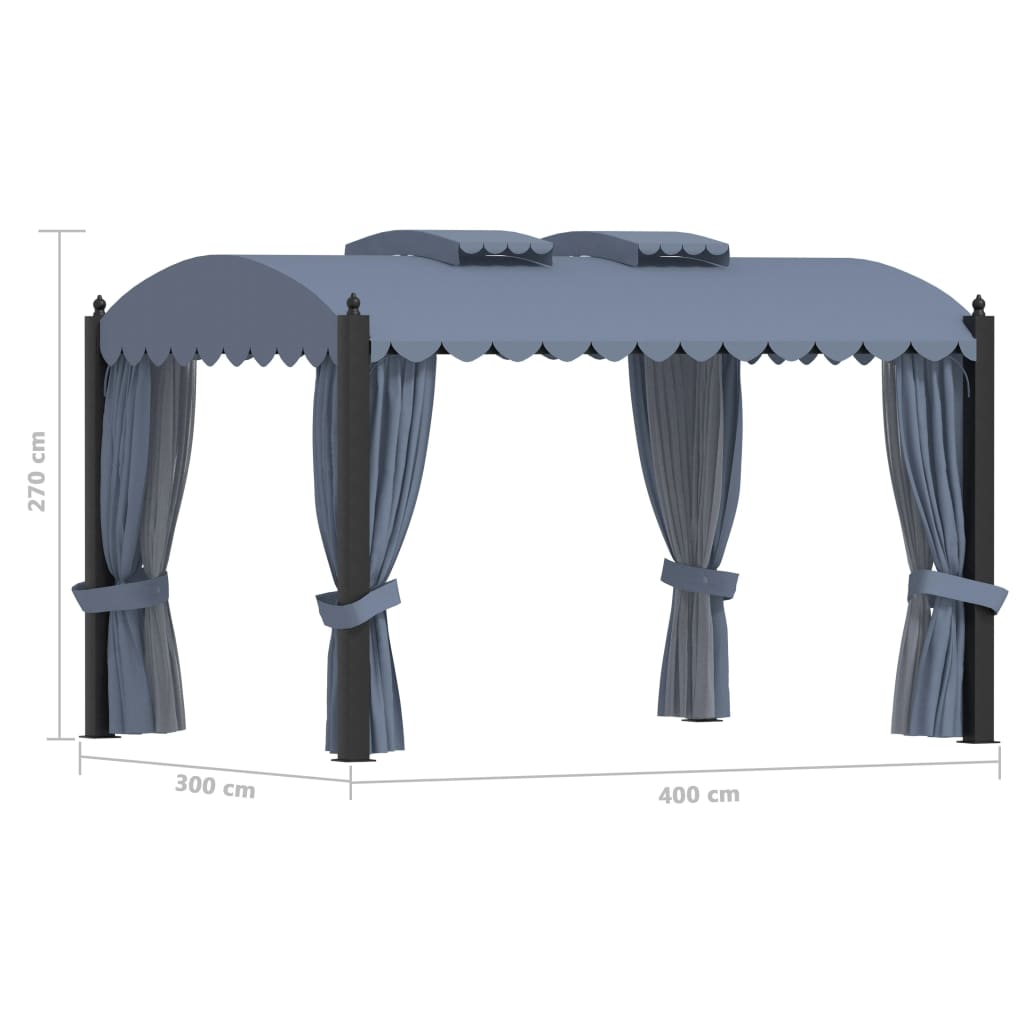 Tonnelle avec rideaux 3x4 m Anthracite Acier