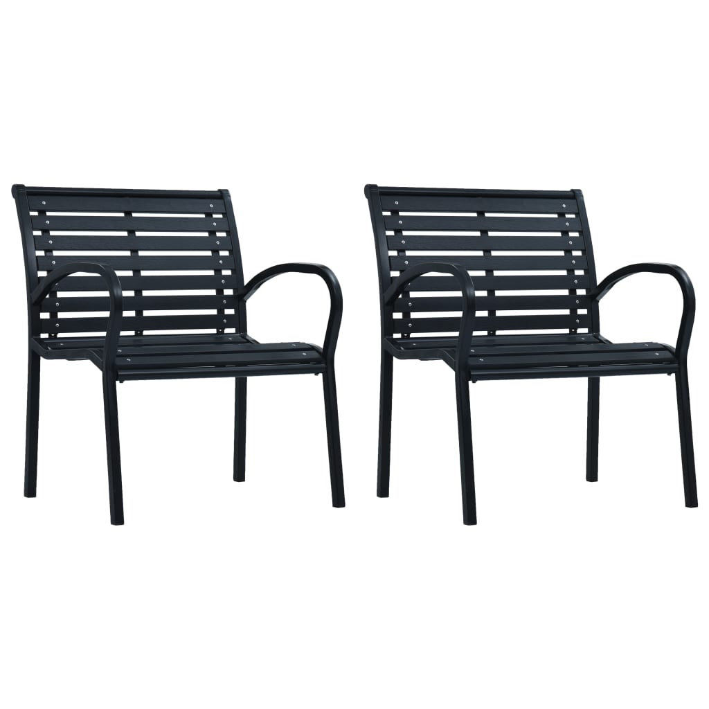 Chaises de jardin lot de 2 Noir Acier et WPC