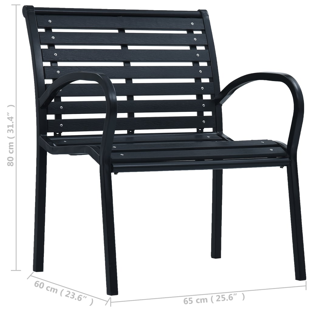 Chaises de jardin lot de 2 Noir Acier et WPC