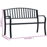 Banc de jardin 125 cm Noir Acier