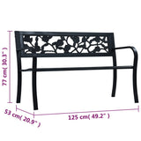 Banc de jardin 125 cm Noir Acier