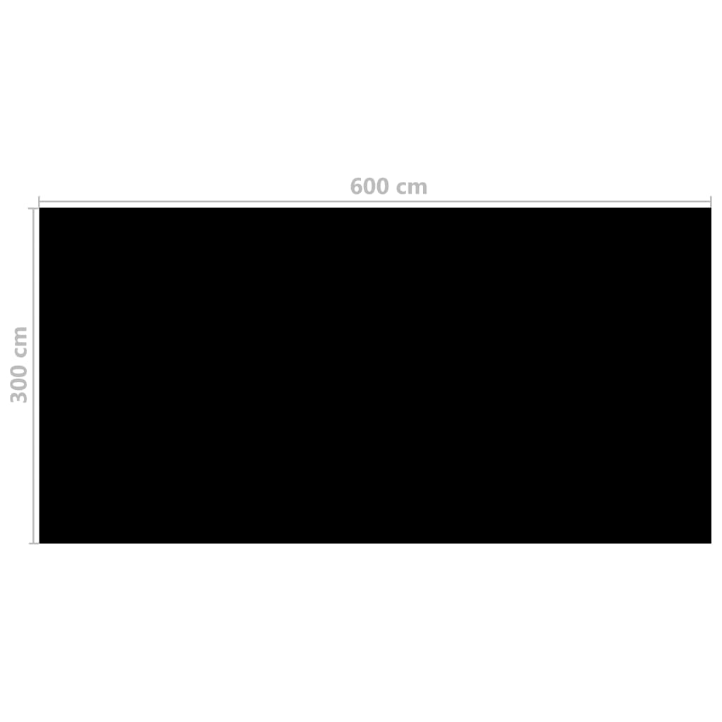 Couverture de piscine Noir 600 x 300 cm PE