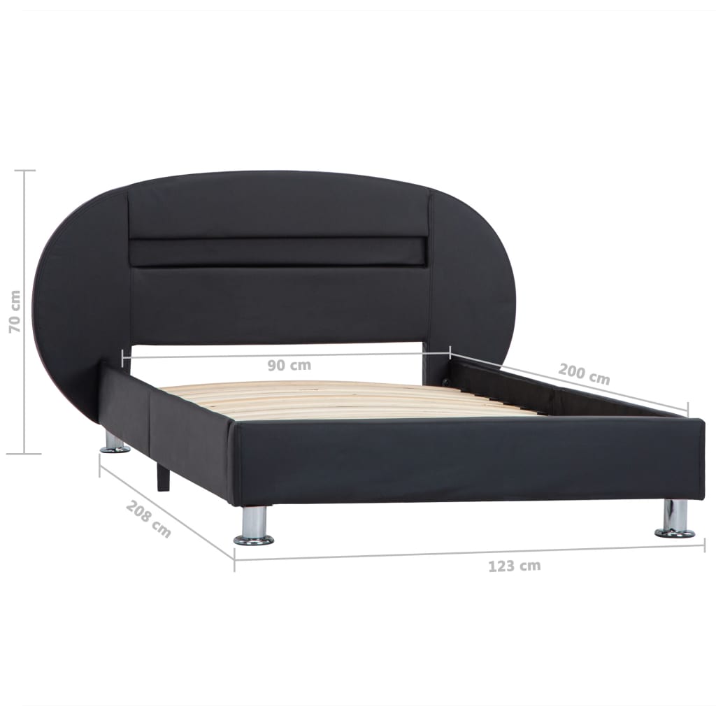 Cadre de lit avec LED sans matelas noir similicuir 90x200 cm