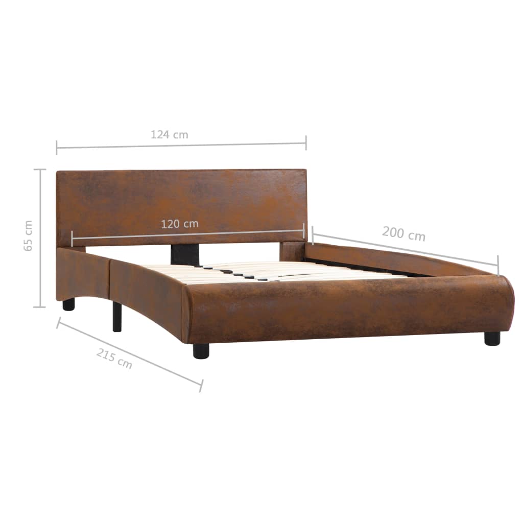 Cadre de lit sans matelas marron similicuir 120x200 cm