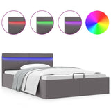 Cadre de lit à rangement hydraulique sans matelas avec LED gris