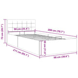 Cadre de lit à rangement hydraulique sans matelas 90x200 cm