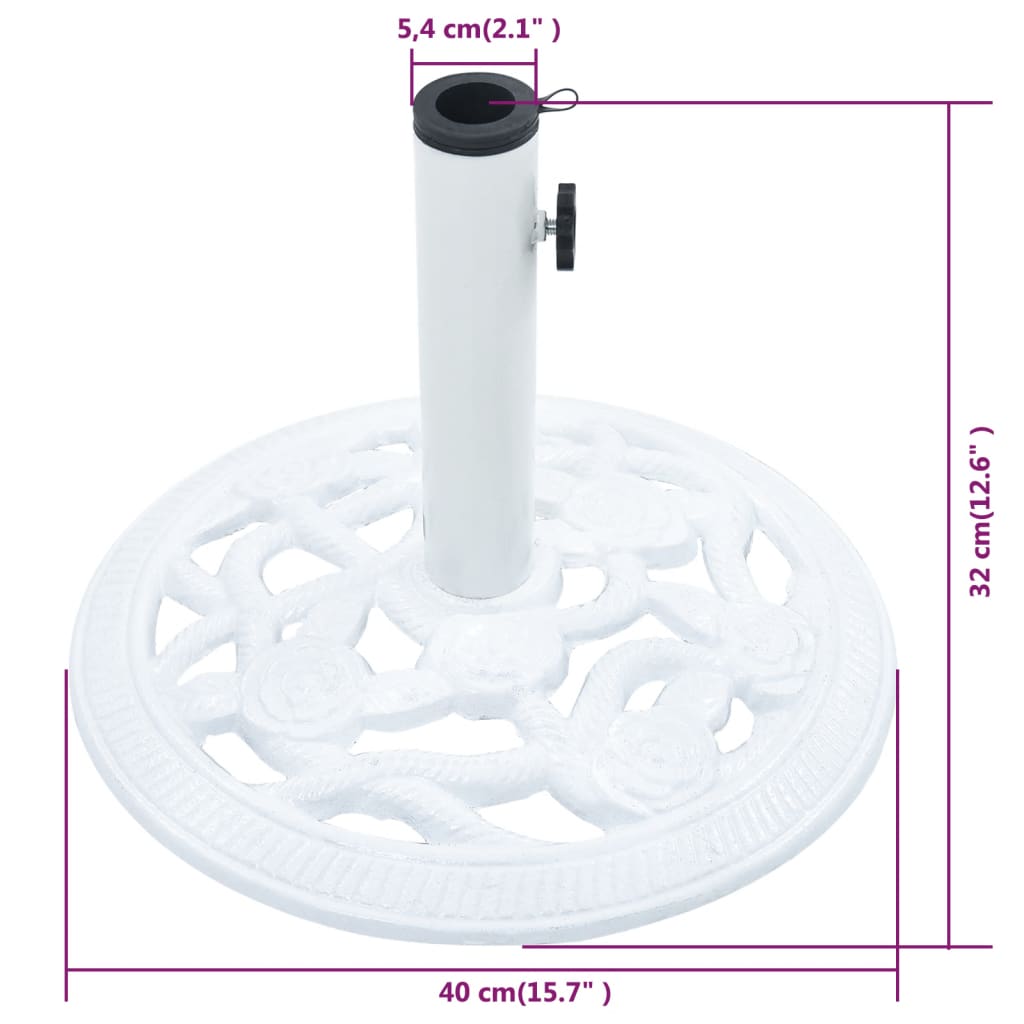 Socle de parasol Blanc 9 kg 40 cm Fonte