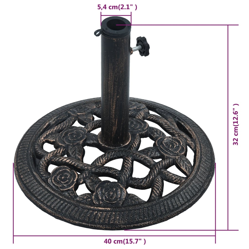 Parasol base Black and bronze 9 kg 40 cm Cast iron