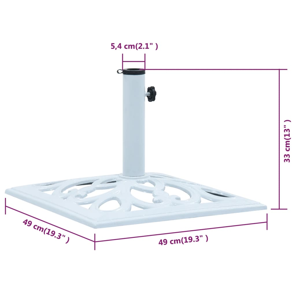 Socle de parasol Blanc 12 kg 49 cm Fonte