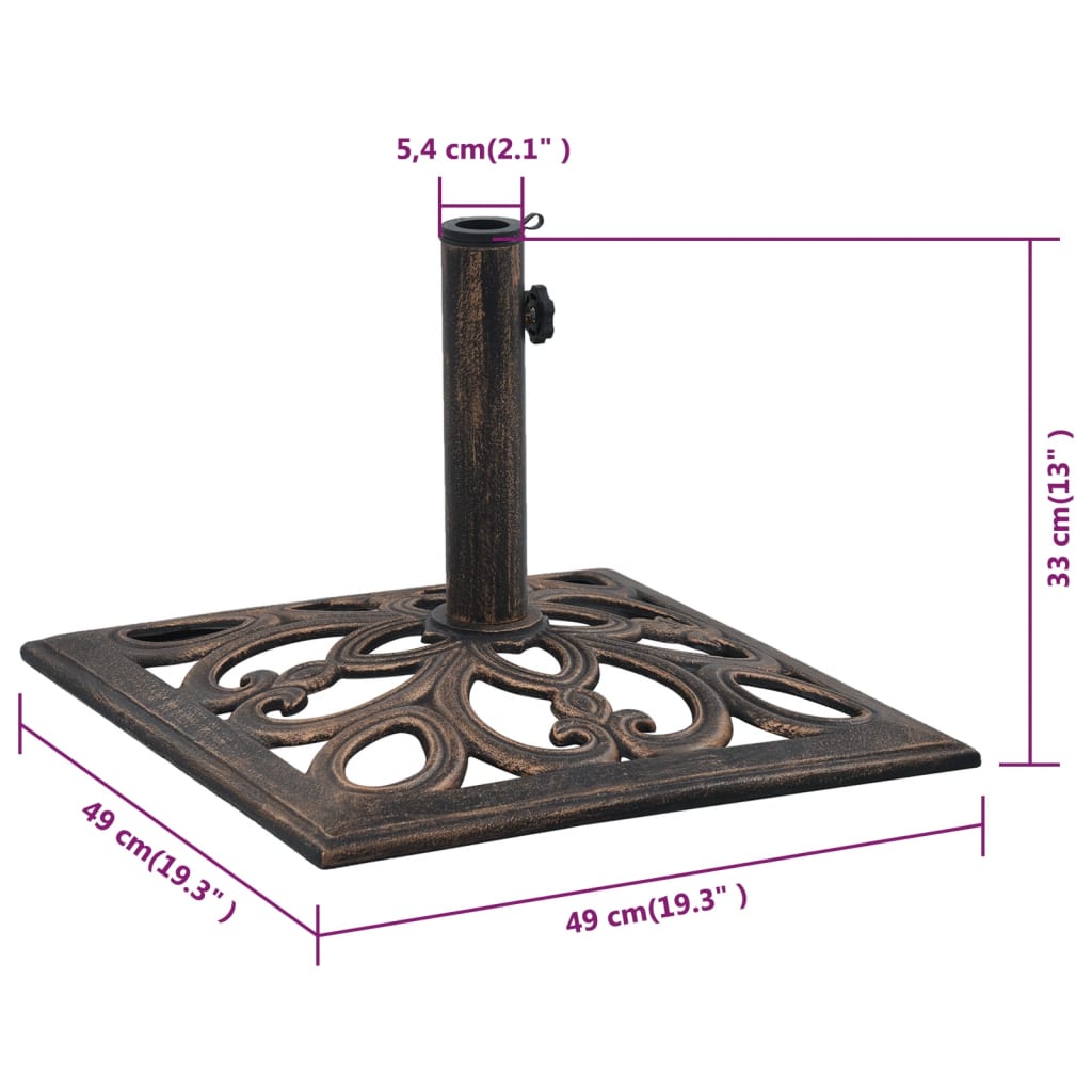 Socle de parasol Bronze 12 kg 49 cm Fonte