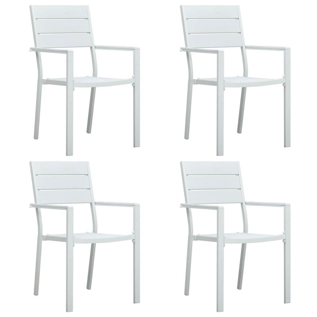 Chaises de jardin lot de 4 Blanc PEHD Aspect de bois