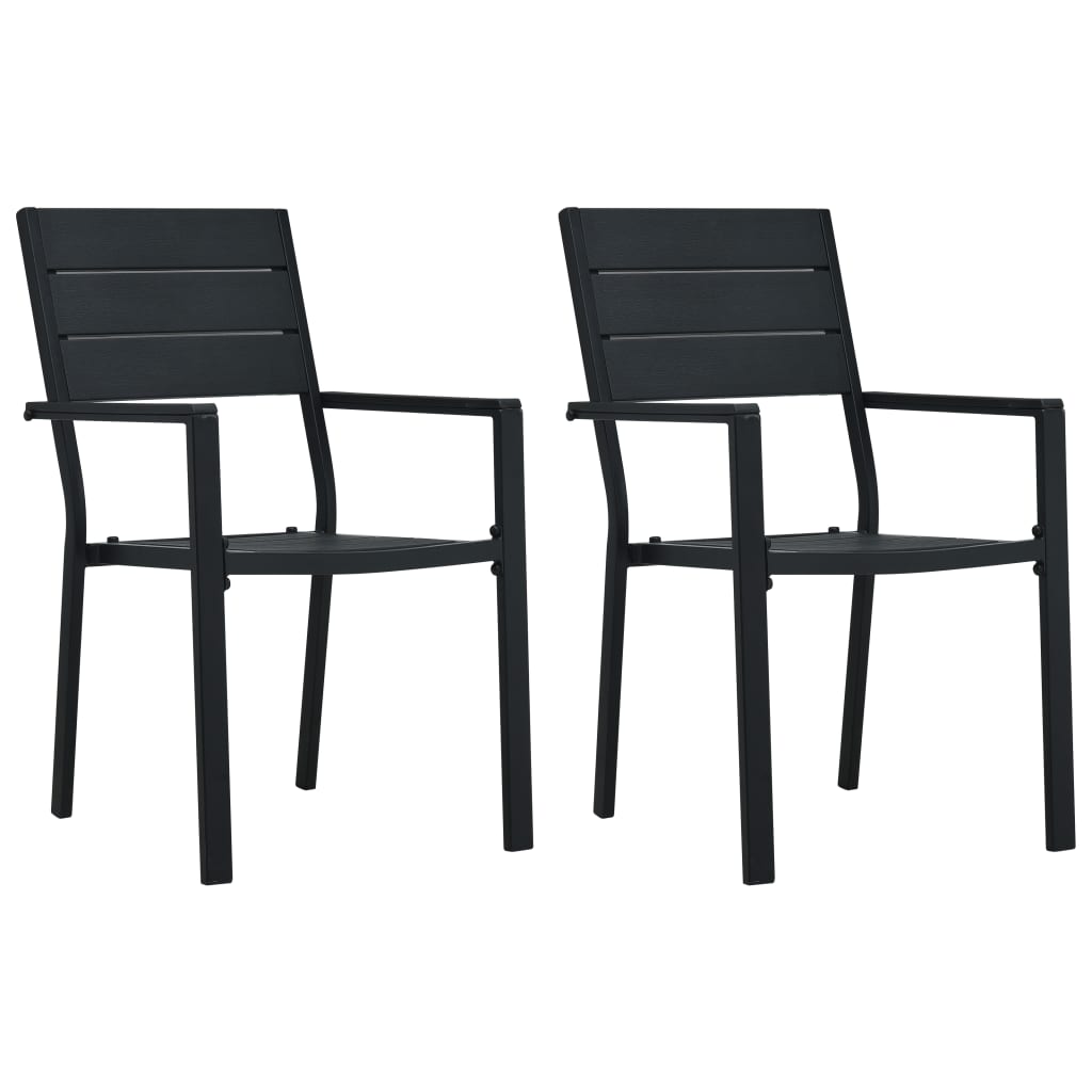 Chaises de jardin lot de 2 Noir PEHD Aspect de bois