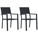 Chaises de jardin lot de 2 Noir PEHD Aspect de bois