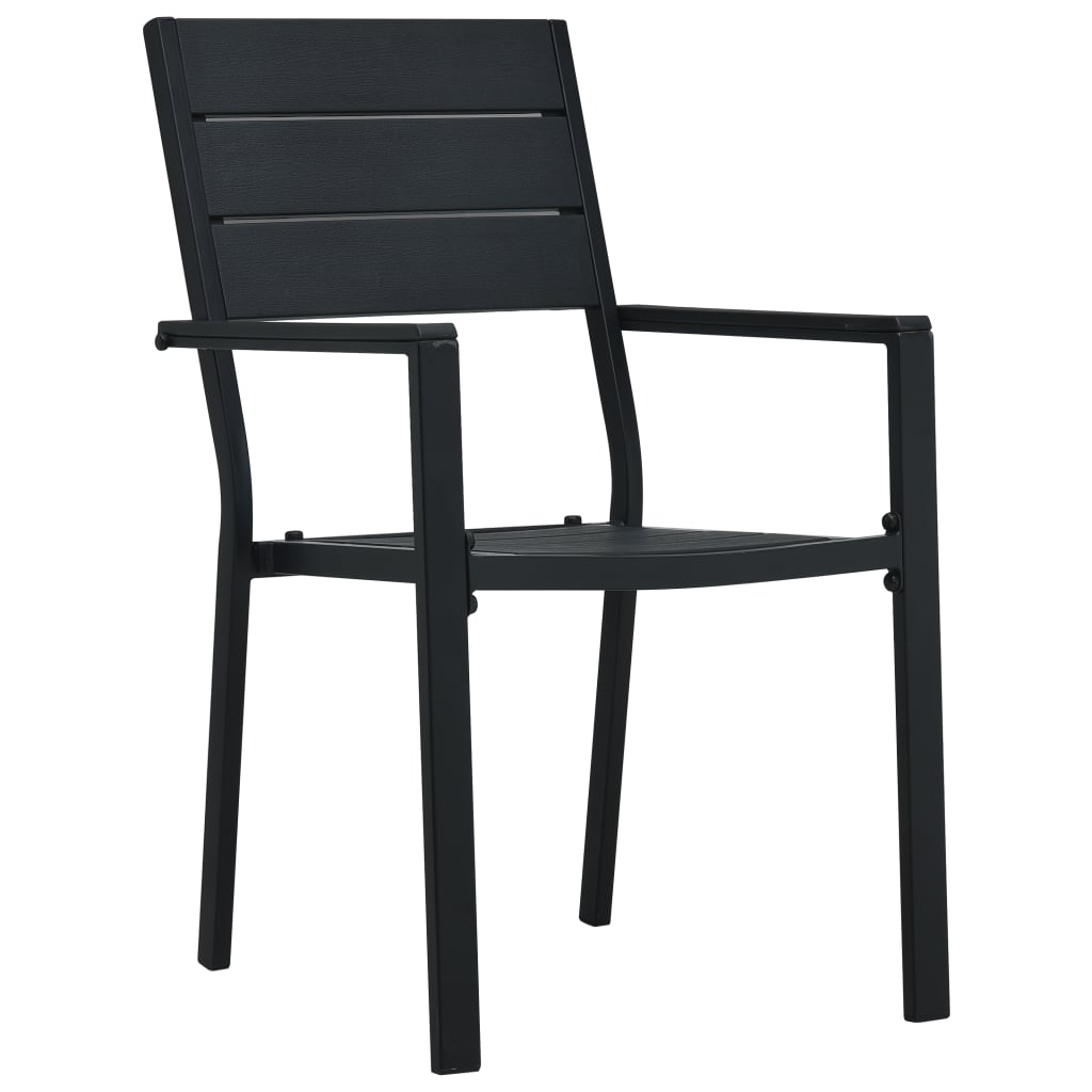 Chaises de jardin lot de 2 Noir PEHD Aspect de bois