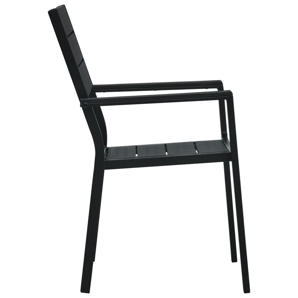 Chaises de jardin lot de 2 Noir PEHD Aspect de bois