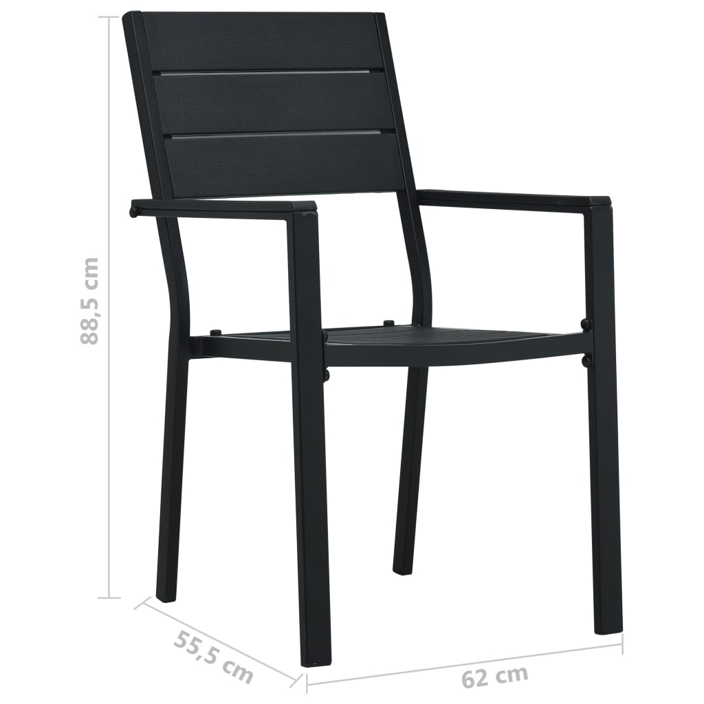 Chaises de jardin lot de 4 Noir PEHD Aspect de bois