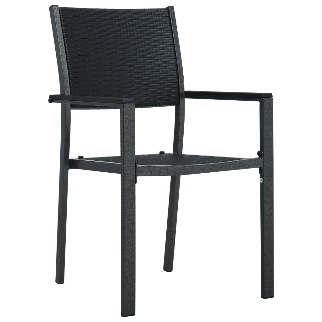 Chaises de jardin lot de 2 Noir Plastique Aspect de rotin