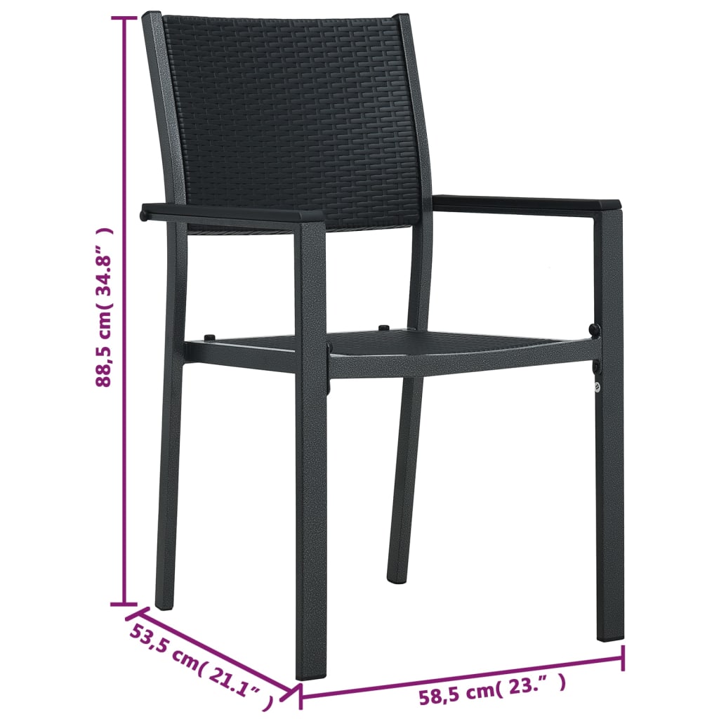 Chaises de jardin lot de 2 Noir Plastique Aspect de rotin