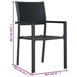 Chaises de jardin lot de 2 Noir Plastique Aspect de rotin