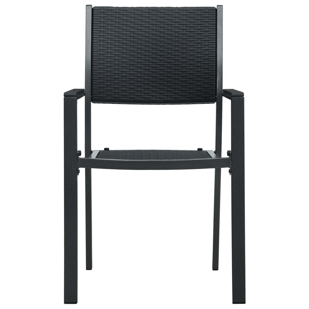 Chaises de jardin lot de 4 Noir Plastique Aspect de rotin