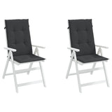 Coussins de chaise de jardin à dossier haut lot de 2 noir tissu