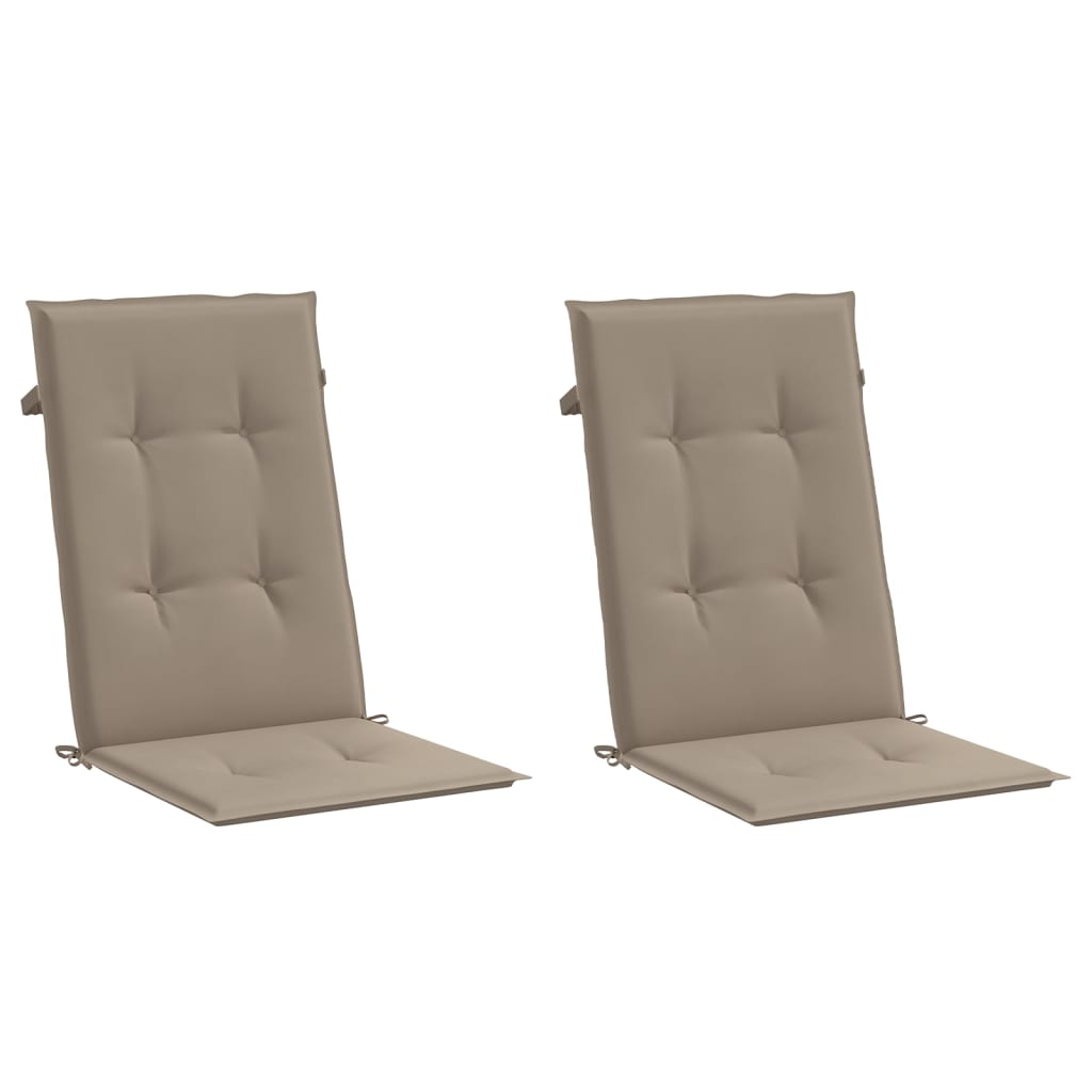 Coussins de chaise de jardin dossier haut lot de 2 taupe tissu