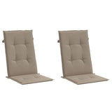 Coussins de chaise de jardin dossier haut lot de 2 taupe tissu