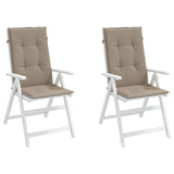 Coussins de chaise de jardin dossier haut lot de 2 taupe tissu