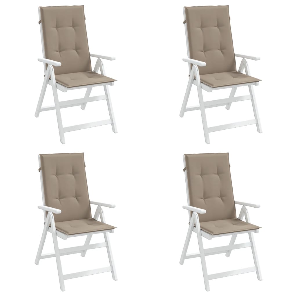 Coussins de chaise de jardin dossier haut lot de 4 taupe tissu