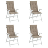 Coussins de chaise de jardin dossier haut lot de 4 taupe tissu