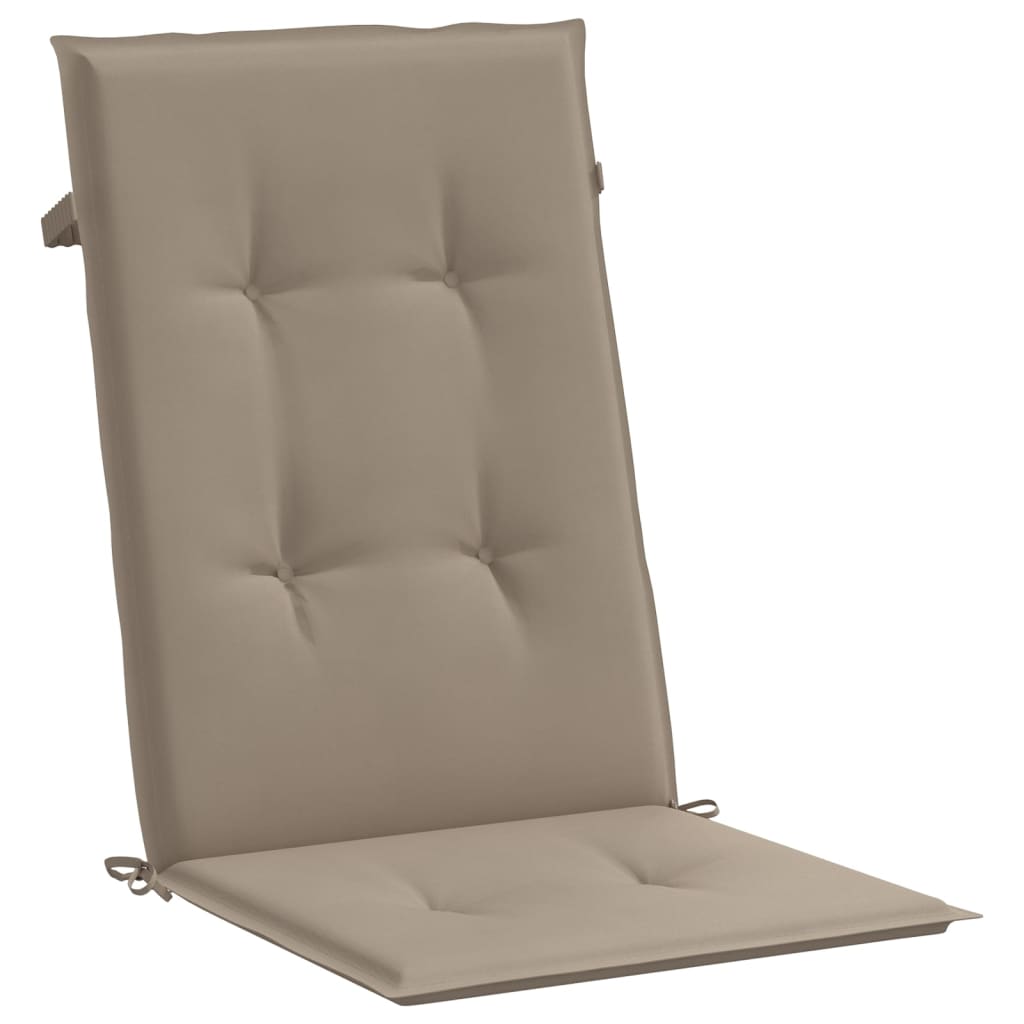 Coussins de chaise de jardin dossier haut lot de 4 taupe tissu