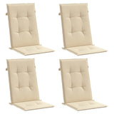 Coussins de chaise de jardin dossier haut lot de 4 beige tissu