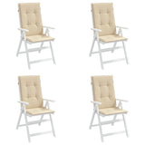 Coussins de chaise de jardin dossier haut lot de 4 beige tissu