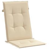 Coussins de chaise de jardin dossier haut lot de 4 beige tissu