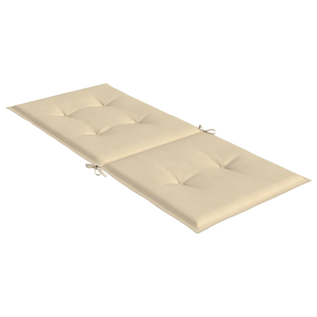 Coussins de chaise de jardin dossier haut lot de 4 beige tissu