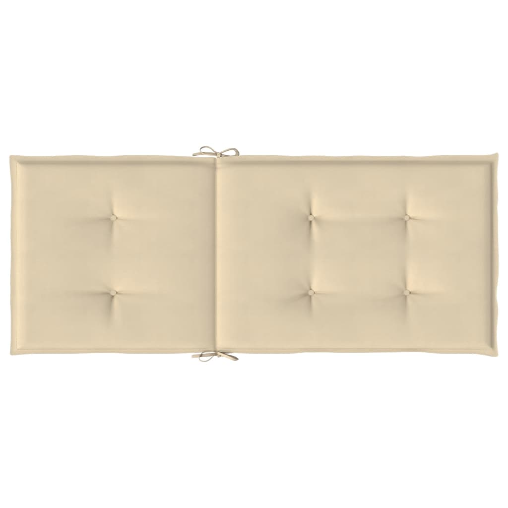 Coussins de chaise de jardin dossier haut lot de 4 beige tissu