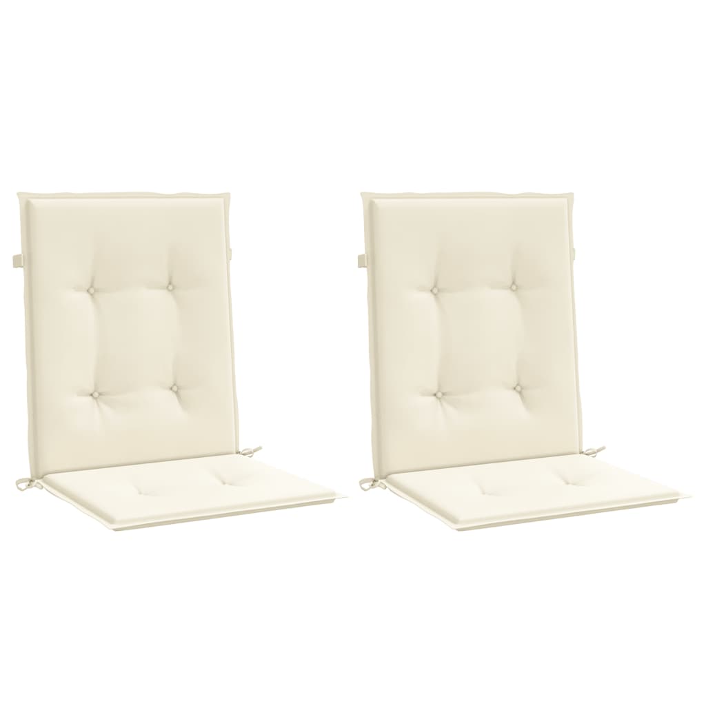 Coussins de chaise de jardin à dossier bas lot de 2 crème