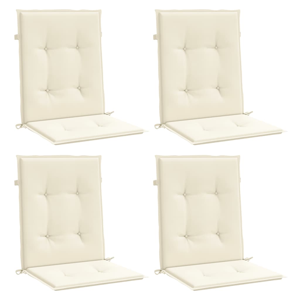 Coussins de chaise de jardin à dossier bas lot de 4 crème