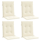 Coussins de chaise de jardin à dossier bas lot de 4 crème