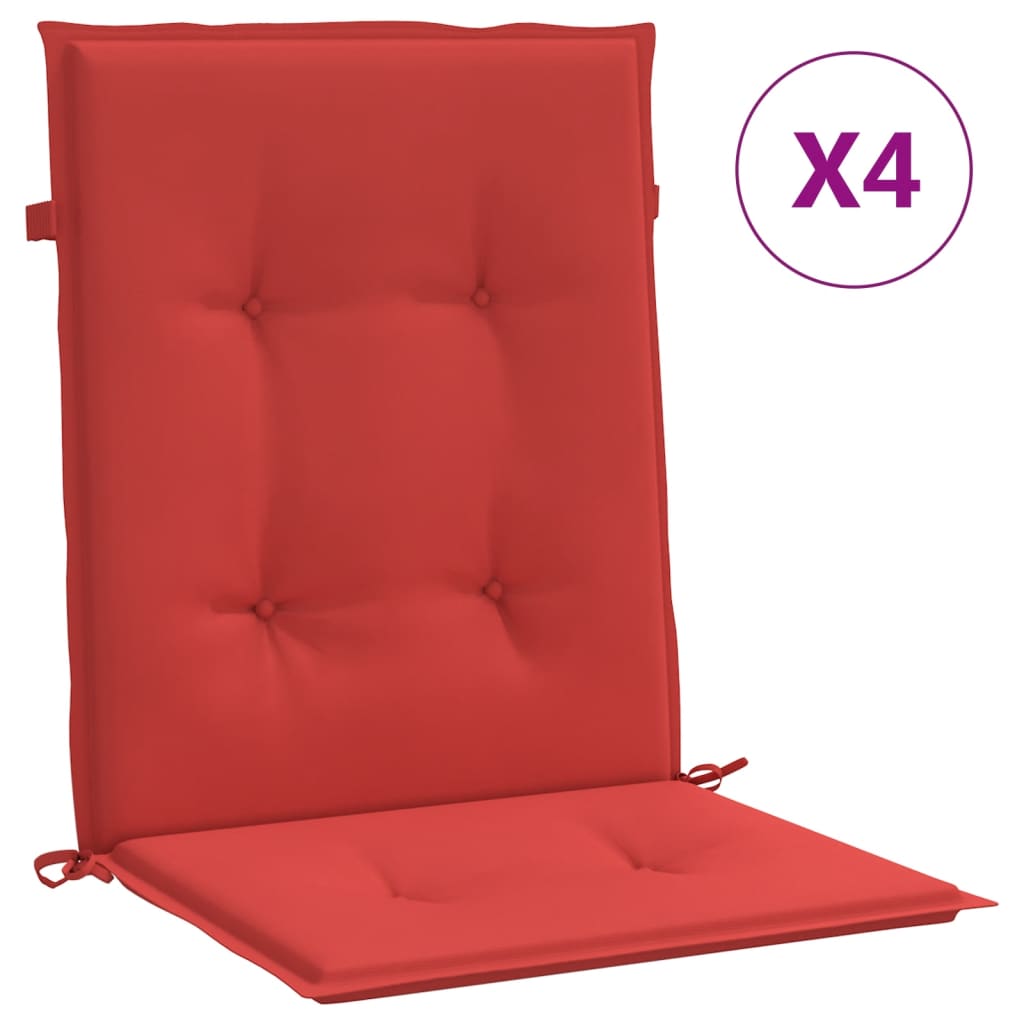 Coussins de chaise de jardin à dossier bas lot de 4 rouge