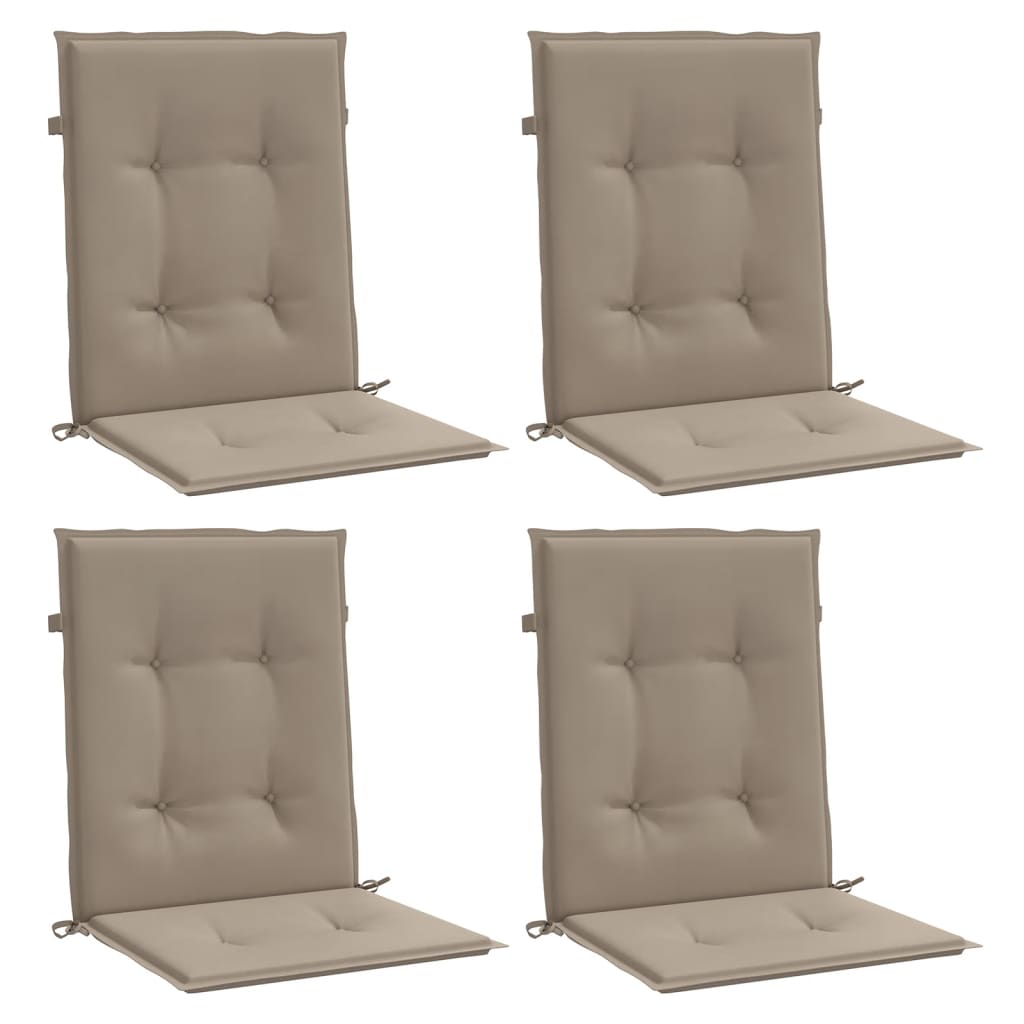 Coussins de chaise de jardin à dossier bas lot de 4 taupe