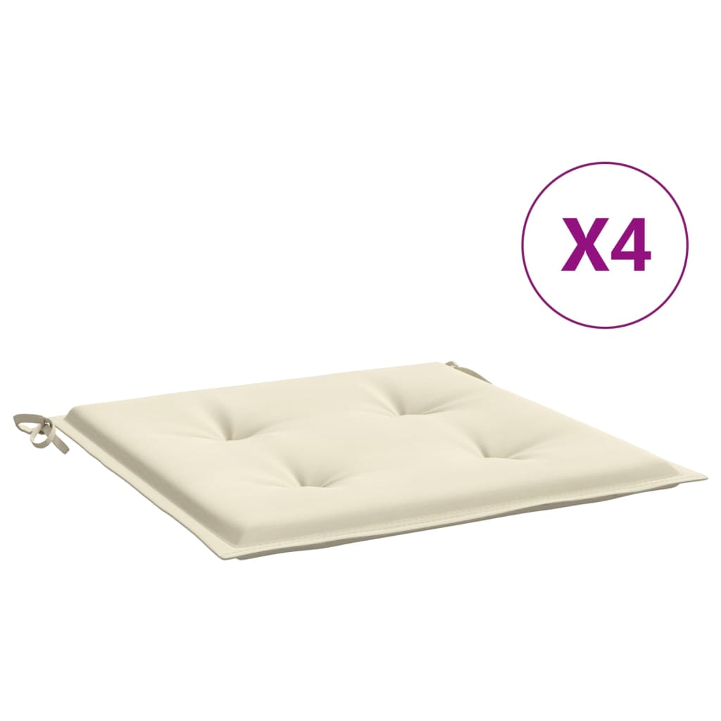 Coussins de chaise de jardin lot de 4 crème 40x40x3 cm