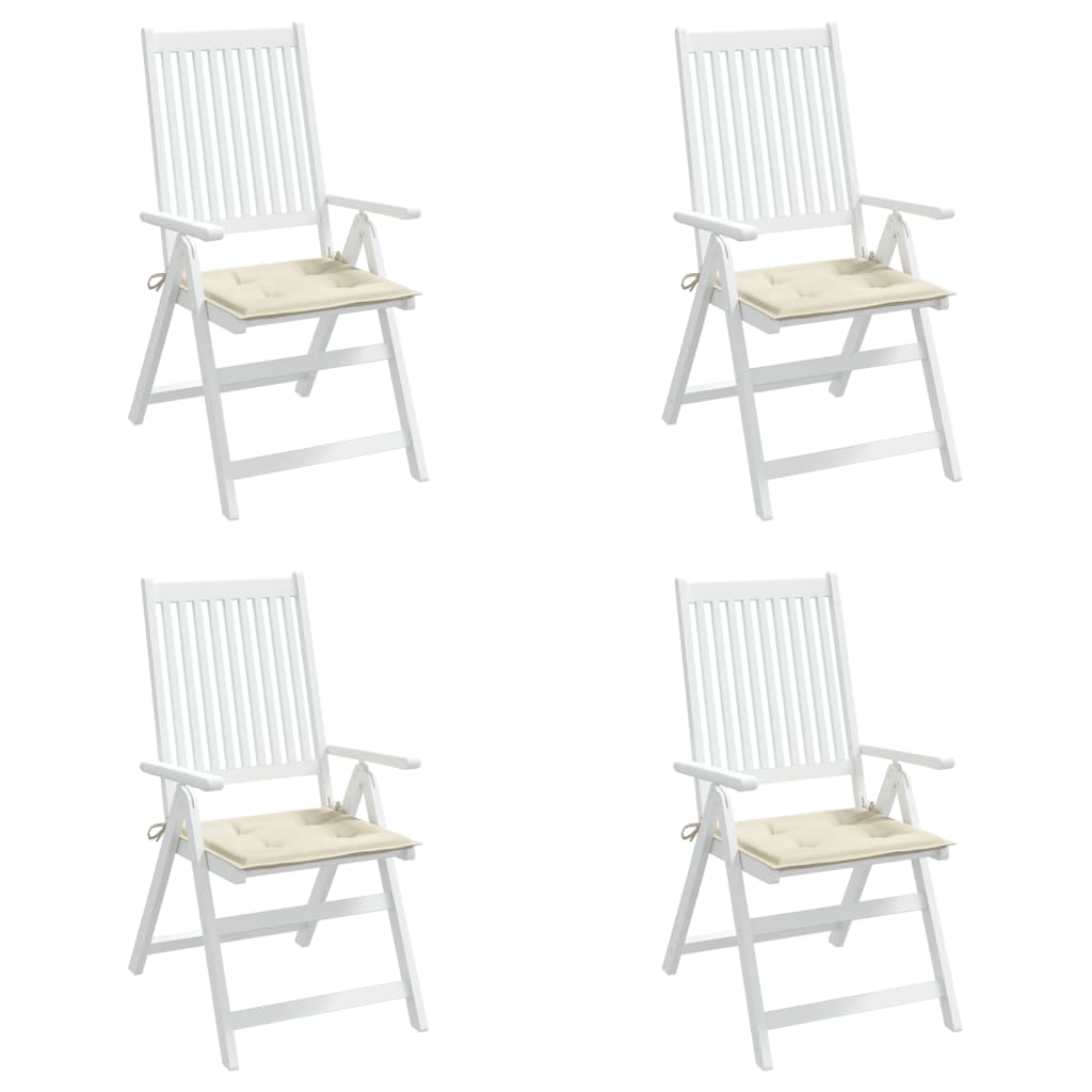 Coussins de chaise de jardin lot de 4 crème 40x40x3 cm