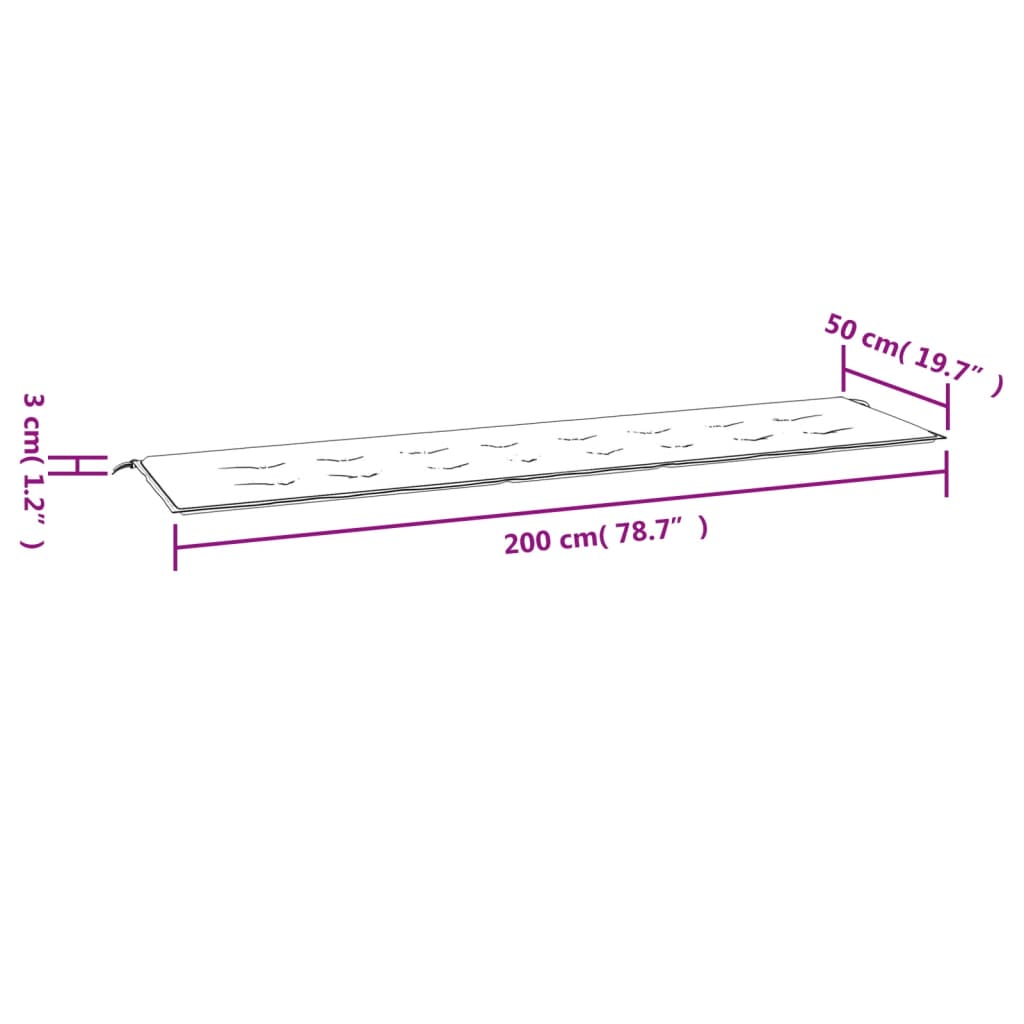 Graues Gartenbankkissen 200x50x3 cm Oxford-Stoff