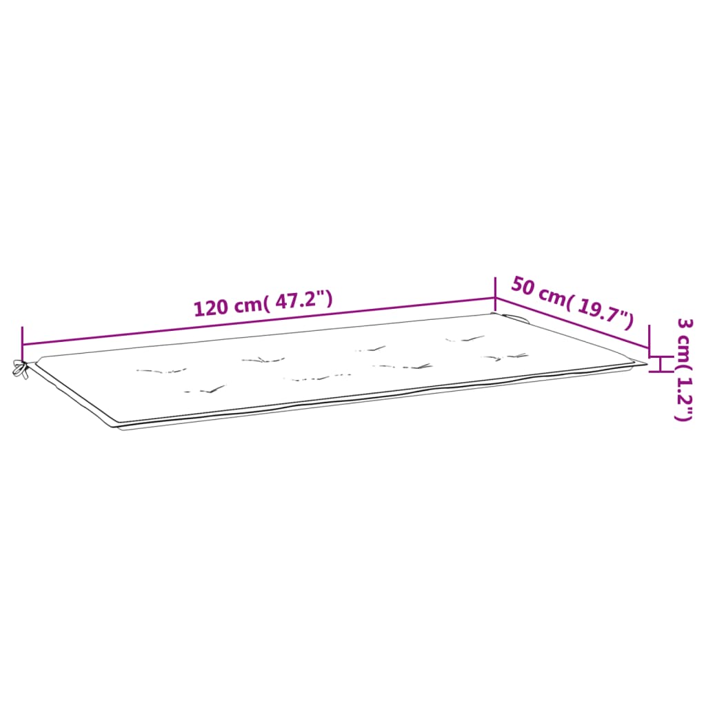 Schwarzes Gartenbankkissen 120x50x3 cm Oxford-Stoff